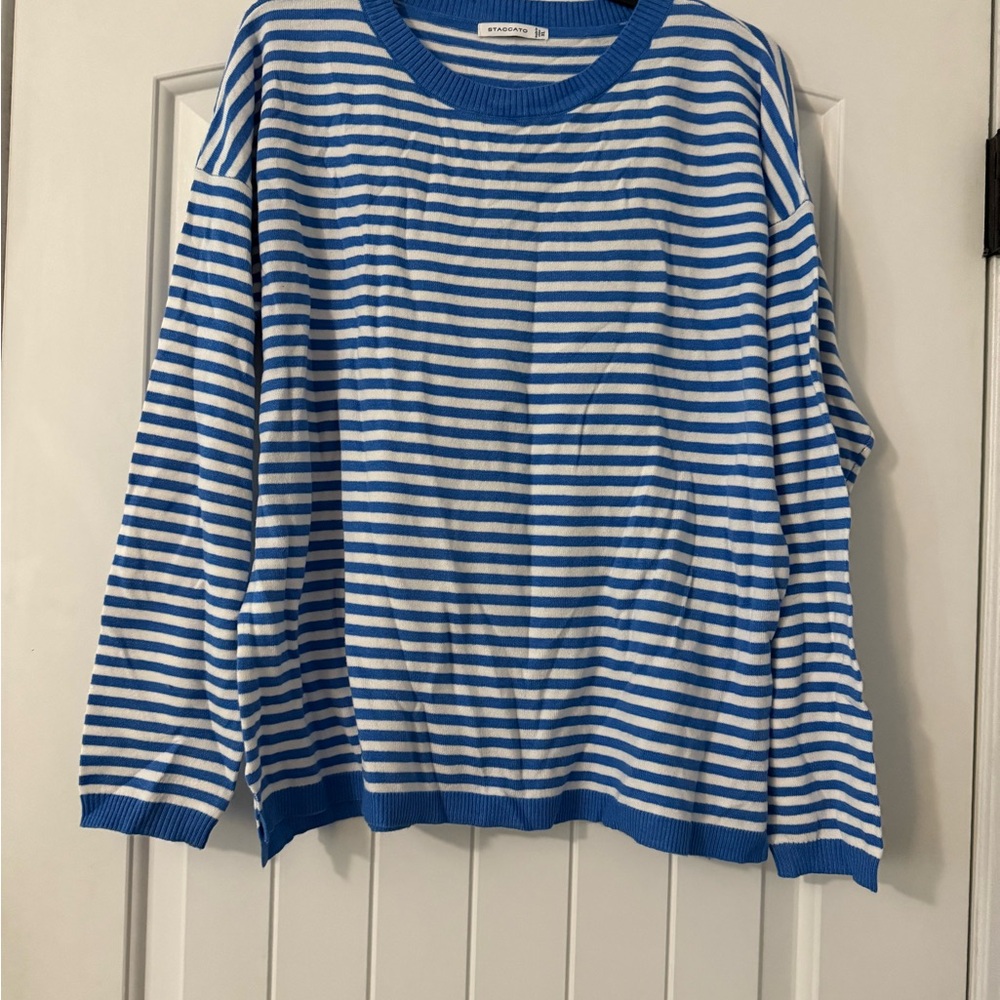 Staccato Blue and White Striped Top